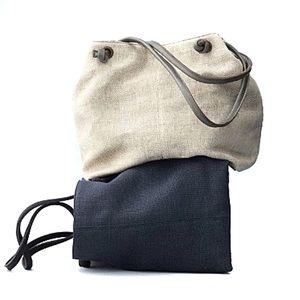 EILEEN FISHER | Linen & Leather Slouch Tote Bag